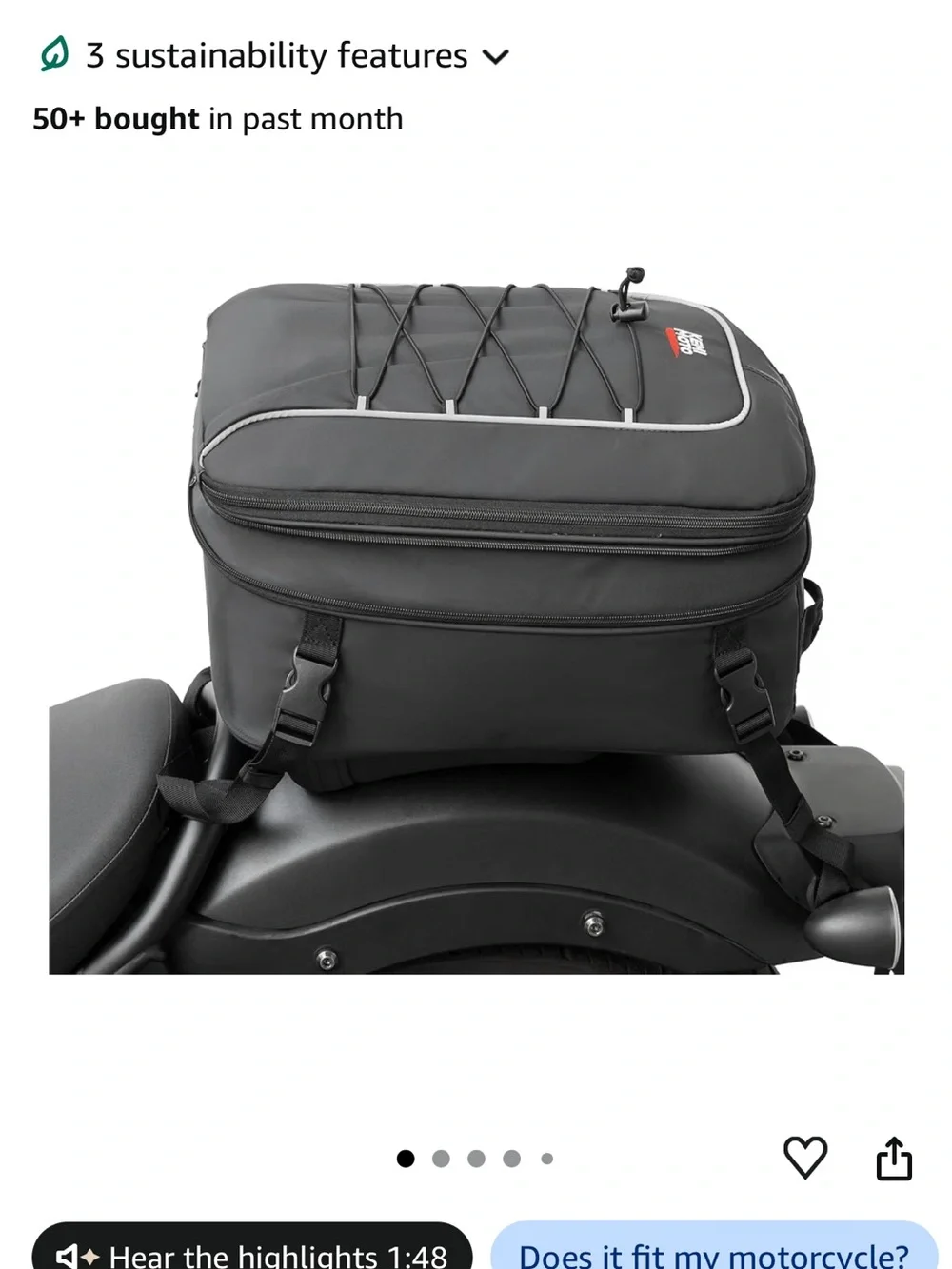 Men's Black Motorcycle Tail Bag